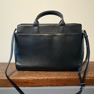 Matt & Nat Black Vegan Leather Laptop Bag with Detachable Strap